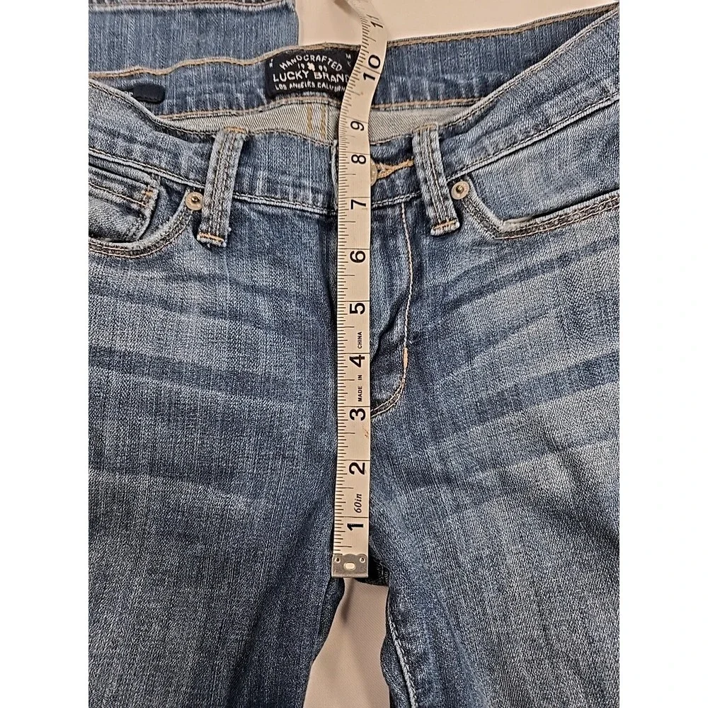 Lucky Brand Womens 2/26 Mollie Crop Slim Jeans Distressed Knee Hole Stretch Dark
